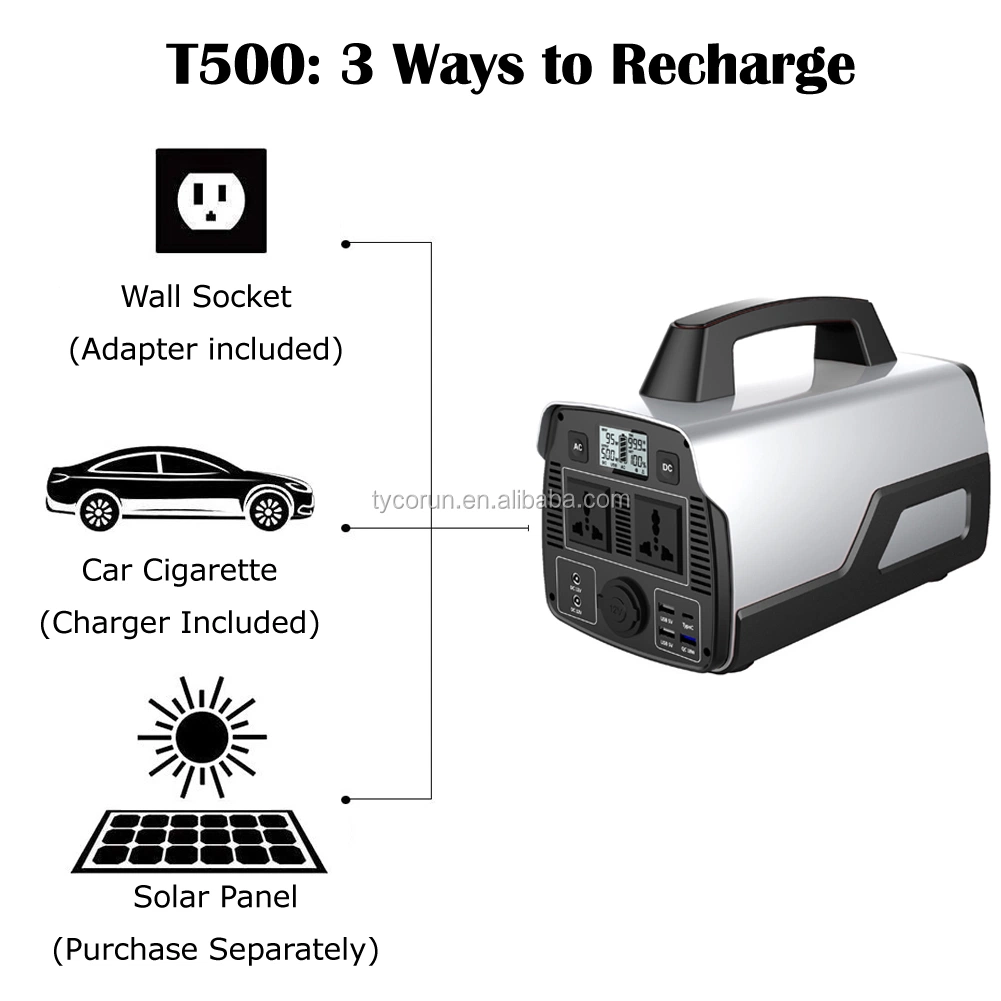 Tycorun 140000mAh 220V 500W Portable Solar Power Generator Solar Power System for Home